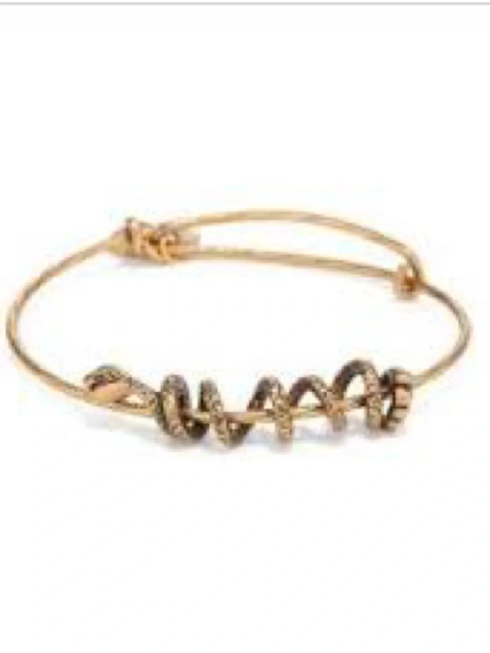 Alex and Ani Vintage Gold Snake Coil Rafaelian Charm Bangle ~